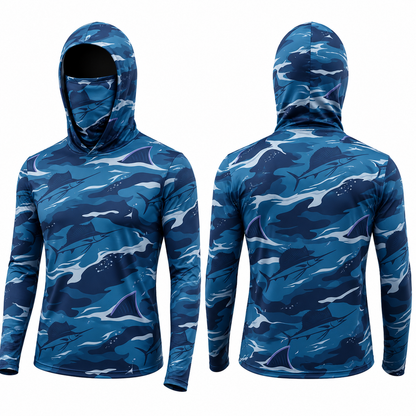 Sailfish Fishing Gift – Offshore Angler Hoodie with Face Cover, Thumb Holes for Fishermen