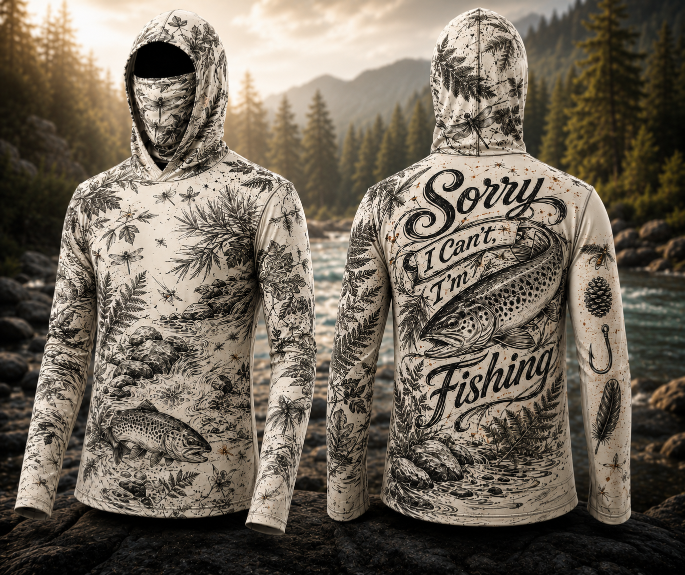 Trout Fishing Hoodie – “Sorry I Can’t, I’m Fishing” Fly Fishing Shirt