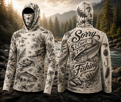 Trout Fishing Hoodie – “Sorry I Can’t, I’m Fishing” Fly Fishing Shirt