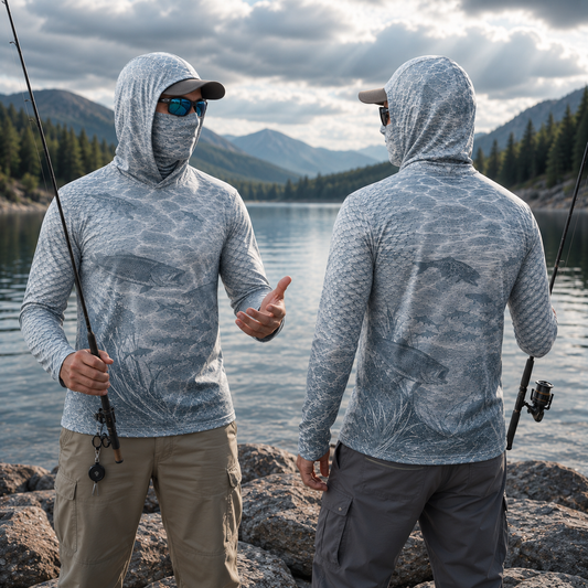 Trout Fishing Hoodie – Freshwater Fishing Face Cover Shirt for Anglers